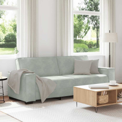 Sofa 3-osobowa, jasnoszara, 180 cm, tapicerowana aksamitem