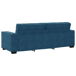 Sofa 3-osobowa, niebieski, 180 cm, tapicerowana aksamitem