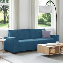 Sofa 3-osobowa, niebieski, 180 cm, tapicerowana aksamitem