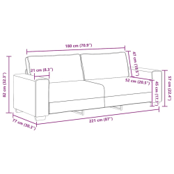 Sofa 3-osobowa, kolor taupe, 180 cm, tkaniną