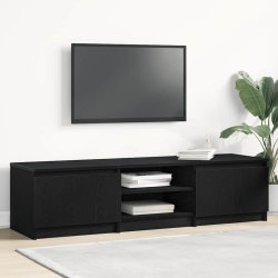 Szafka RTV Czarny Dąb 140x40x36 cm Drewno klejone