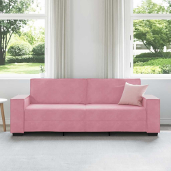 Sofa 3-osobowa, różowa, 180 cm, obita aksamitem