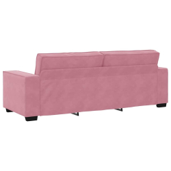 Sofa 3-osobowa, różowa, 180 cm, obita aksamitem