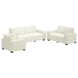 3-częściowy komplet wypoczynkowy, obity aksamitem, kremowa