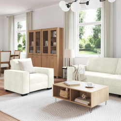 3-częściowy komplet wypoczynkowy, obity aksamitem, kremowa