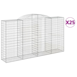 Kosze gabionowe, 25 szt, 300x50x160/180cm, galwanizowane żelazo
