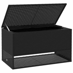Pudełko na poduszki ogrodowe czarne 100x55x55,5 cm polirattan
