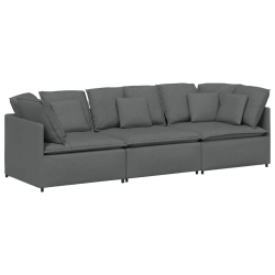 Sofa modułowa z poduszkami Tkanina Ciemnoszara