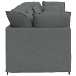 Sofa modułowa z poduszkami Tkanina Ciemnoszara