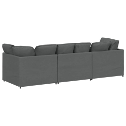 Sofa modułowa z poduszkami Tkanina Ciemnoszara