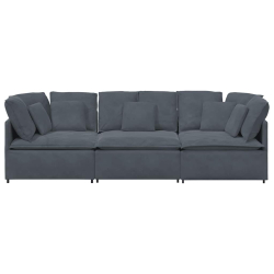 Sofa modułowa z poduszkami aksamitna ciemnoszara