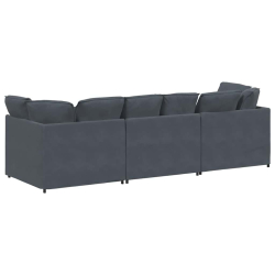 Sofa modułowa z poduszkami aksamitna ciemnoszara