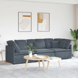 Sofa modułowa z poduszkami aksamitna ciemnoszara