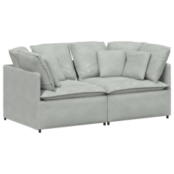 Sofa modułowa z poduszkami aksamitna jasnoszara