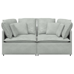 Sofa modułowa z poduszkami aksamitna jasnoszara