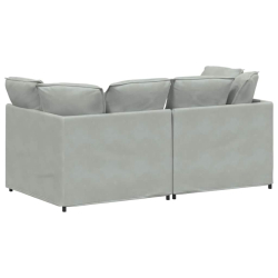 Sofa modułowa z poduszkami aksamitna jasnoszara