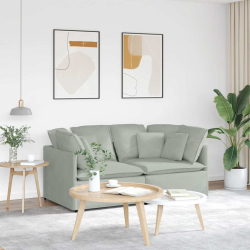 Sofa modułowa z poduszkami aksamitna jasnoszara