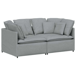 Sofa modułowa z poduszkami Tkanina jasnoszara
