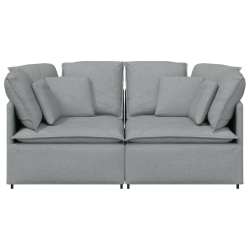 Sofa modułowa z poduszkami Tkanina jasnoszara