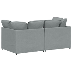 Sofa modułowa z poduszkami Tkanina jasnoszara