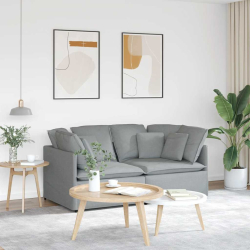 Sofa modułowa z poduszkami Tkanina jasnoszara