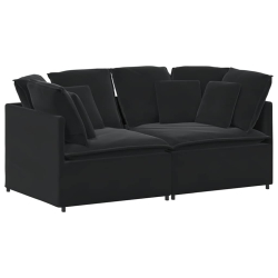 Sofa modułowa z poduszkami aksamitna czerń