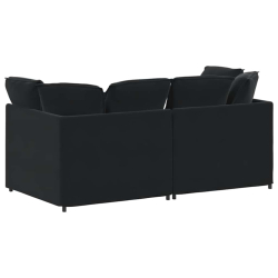 Sofa modułowa z poduszkami aksamitna czerń