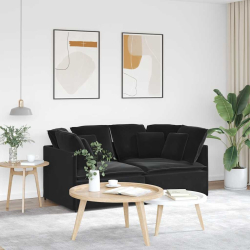 Sofa modułowa z poduszkami aksamitna czerń