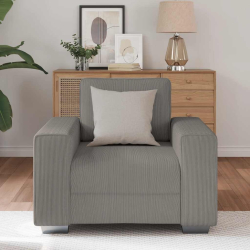 Sofa Fotel Jasnoszary 59 cm Tkanina sztruksowa