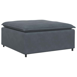 Sofa modułowa z podnóżkiem i poduszkami aksamitna ciemnoszara