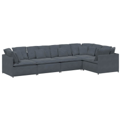 Sofa modułowa z poduszkami aksamitna ciemnoszara
