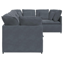 Sofa modułowa z poduszkami aksamitna ciemnoszara