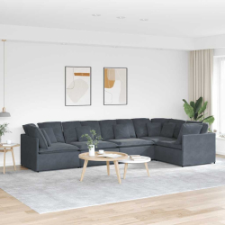 Sofa modułowa z poduszkami aksamitna ciemnoszara