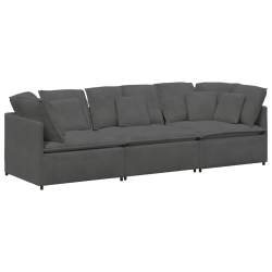 Sofa modułowa z poduszkami Tkanina sztruksowa Ciemnoszara