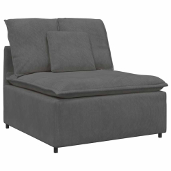 Sofa modułowa z poduszkami Tkanina sztruksowa Ciemnoszara