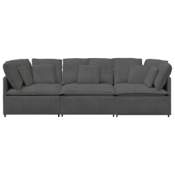 Sofa modułowa z poduszkami Tkanina sztruksowa Ciemnoszara