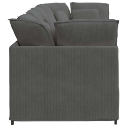 Sofa modułowa z poduszkami Tkanina sztruksowa Ciemnoszara