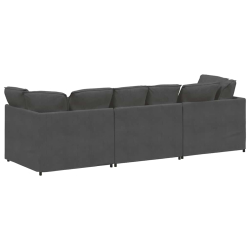 Sofa modułowa z poduszkami Tkanina sztruksowa Ciemnoszara