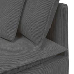 Sofa modułowa z poduszkami Tkanina sztruksowa Ciemnoszara