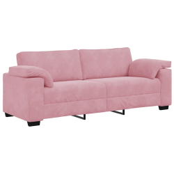 Sofa 3-osobowa, różowa, 178 cm, aksamit