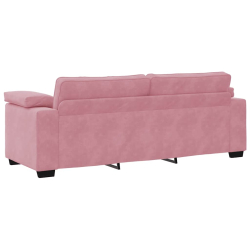Sofa 3-osobowa, różowa, 178 cm, aksamit