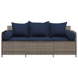 3-osobowa sofa ogrodowa z poduszkami, szara, polirattan