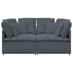 Sofa modułowa z poduszkami aksamitna ciemnoszara