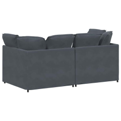 Sofa modułowa z poduszkami aksamitna ciemnoszara