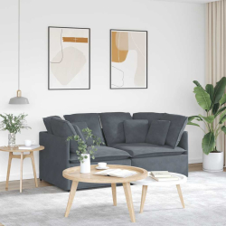 Sofa modułowa z poduszkami aksamitna ciemnoszara