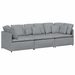 Sofa modułowa z poduszkami Tkanina jasnoszara