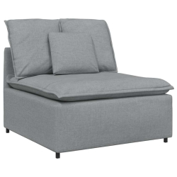 Sofa modułowa z poduszkami Tkanina jasnoszara