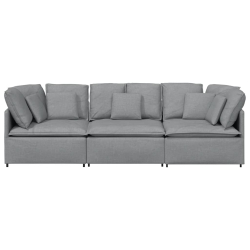Sofa modułowa z poduszkami Tkanina jasnoszara