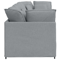 Sofa modułowa z poduszkami Tkanina jasnoszara