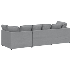 Sofa modułowa z poduszkami Tkanina jasnoszara